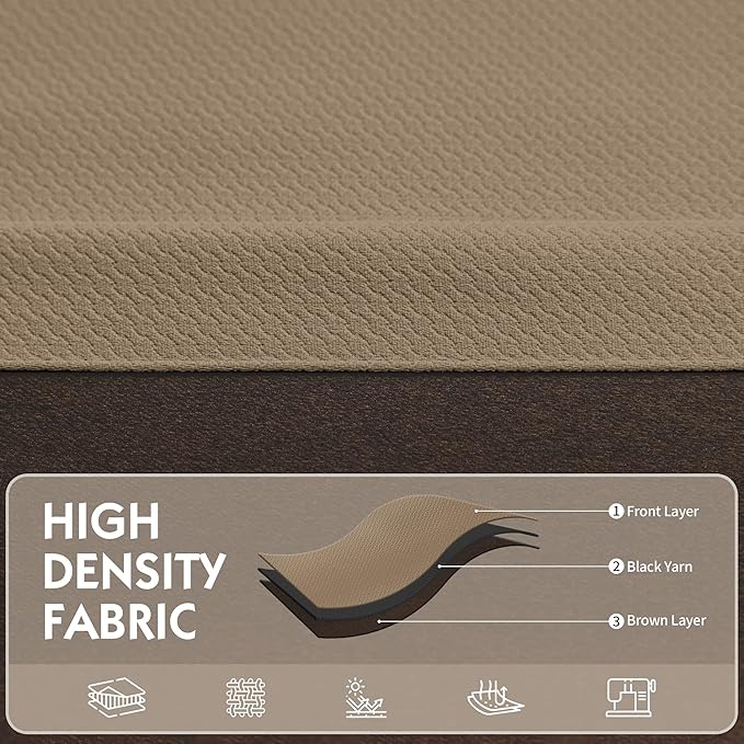 FMFUNCTEX 100% Brown Blackout Curtains for Bedroom, Solid Weave Textured Geometric Weave Curtains 84 Inches Long Thermal Insulated Curtains Living Room, Black Out Drapery Grommet 2 Panels