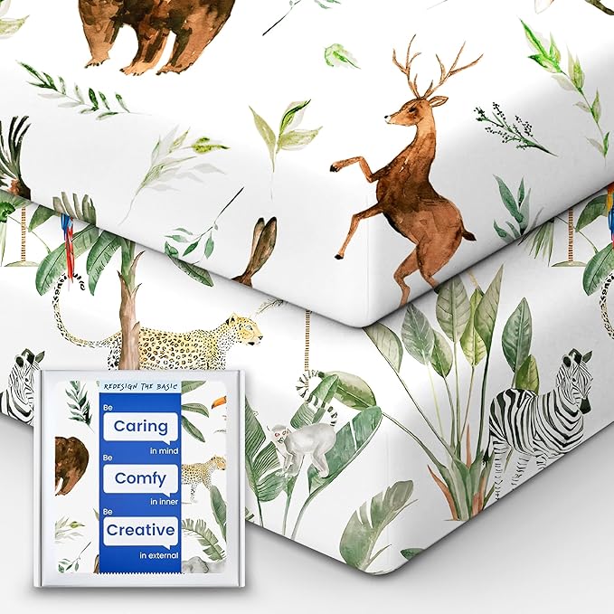 TotBasic Premium Soft Crib Sheets for Boys, Ultra Breathable Crib Fitted Sheet, Super Stretchy Baby Bed Sheets 28''x52''x9'' Extra Deep Pocket