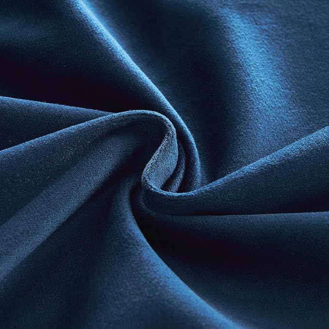 Topfinel Extra Long Blue Velvet Blackout Curtains 108 Inches Long for Living Room Large Window,Grommet Cold Blocking Noise Cancelling Heavy Tall Floor Length Boho Track Curtains 2 Panels 9 FT