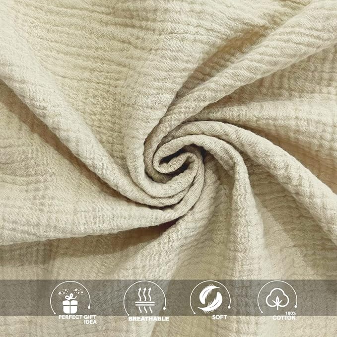 Ultra Soft Muslin Crib Sheets for Baby, Premium Breathable Organic Cotton Crib Fitted Sheet for 52’’x28’’Standard Crib and Toddler Mattress,2 Pack Beige&Rainbow
