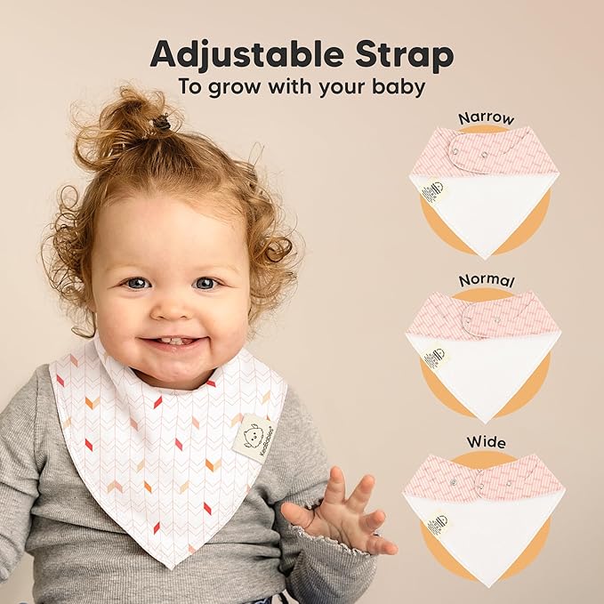 KeaBabies 8-Pack Organic Baby Bandana Bibs for Girls - Super Absorbent Triangle Baby Bibs for Drooling and Teething Infant, 100% Cotton Extra Soft for Newborn, Infant 0-36 Months (Prism)