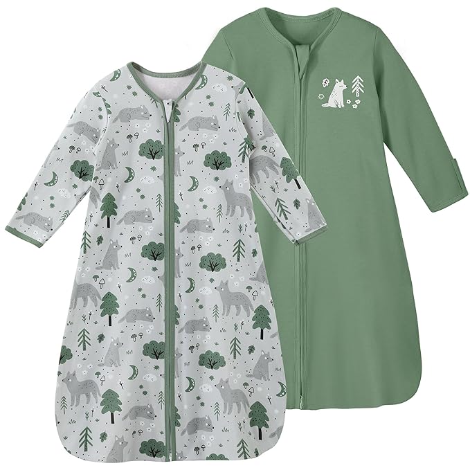 Yoofoss Baby Sleep Sack 18-24 Months Long Sleeve Wearable Blanket Baby 100% Cotton 2-Way Zipper 0.5 Tog Toddler Sleeping Sack, Lightweight(X-Large)