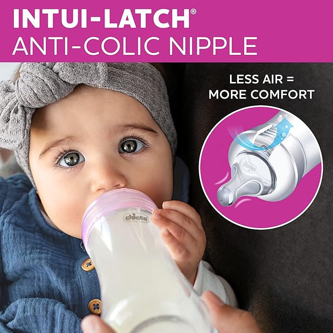 Chicco Duo Deluxe Hybrid Baby Bottle Starter Gift Set with Invinci-Glass Inside and Plastic Outside | Dishwasher, Bottle Warmer, and Electric Sterilizer Safe | Intui-Latch Nipple | Clear/Grey