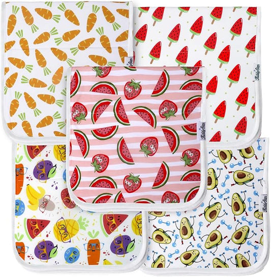 KiddyStar 5-Pack Organic Cotton Burp Cloths – Large, Ultra-Soft 3-Layer Towels for Burping, Shoulder & Hand Use, Highly Absorbent