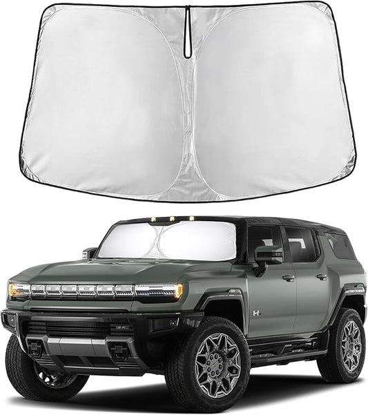EcoNour Windshield Sunshade for GMC Hummer EV 2022–2025 | Custom Fit Front Window Sun Shade | Blocks Harmful UV Rays & Reduces Heat | Foldable Sun Visor with Storage Pouch