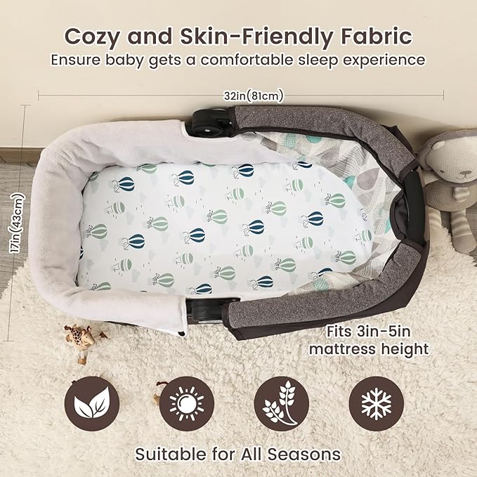 david's kids 3 Pack Bassinet Sheets, Ultra Soft Breathable Comfortable Baby Sheet Set for Boys Girls Neutral, Univeral Fit for Most Cradle and Bassinet Mattress, Animals
