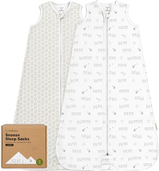 2-Pack Baby Sleep Sacks, Zipper Wearable Blanket - 0.5TOG Organic Cotton,Lightweight,Soft Cozy Toddler Sleeping Sack 12-24 months,Easy to Wear Large Newborn Transition Swaddles Sleepsacks (BumbleBear)