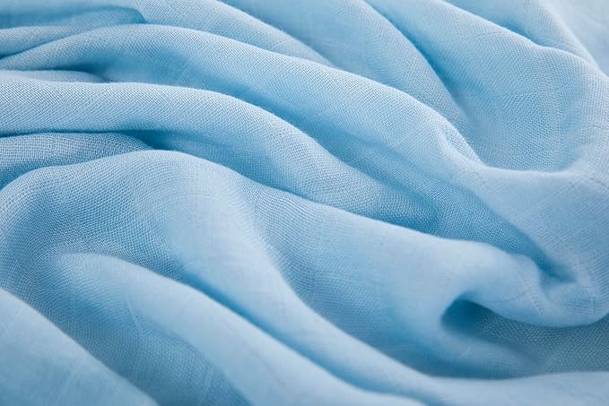Muslin Swaddle Blankets for Baby Boys and Girls, 4-Pack Breathable and Skin-Friendly Receiving Blanket Wrap, Baby Essentials, Registry & Gift, 47 x 47 inches (Solid Serenity Sky)
