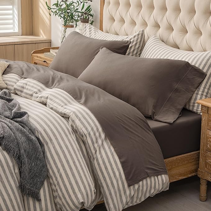 PURE ERA Jersey Knit 3pc Bed Sheet Set 100% T-Shirt Cotton Super Soft Comfy Breathable Fits Mattress Up to 20" Extra Deep Pocket (Solid Brown, Twin)