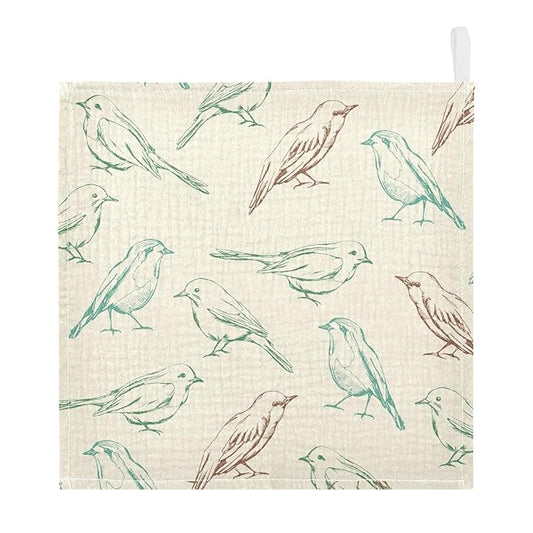 vvfelixl Baby Muslin Washcloths Color Birds Baby Burp Cloths Cotton Baby Face Towel for Newborn Infants Boys Girls Soft and Absorbent 11.8 X 11.8 in, 3 Pack