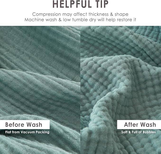 EMME Muslin Throw Blanket 100% Cotton Blankets for Couch Breathable Gauze All Season Soft and Lightweight Pre-Washed (Teal, 50"x70")