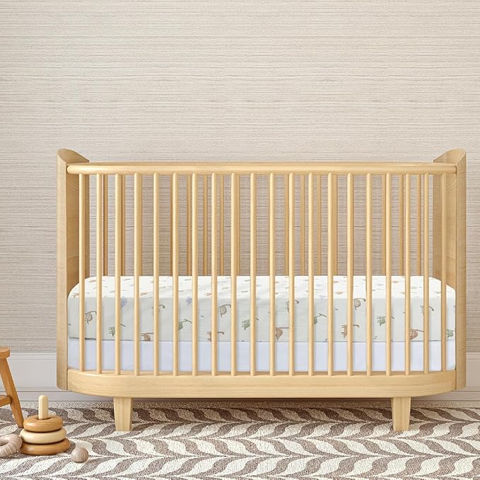 Dreamology Mini Cotton Crib Sheets,Boys,Girls,Super Soft & Breathable 1-Pack | 100% Cotton Muslin Crib Sheets Fitted for Mini Cribs, Pack and Play Sheets, 24x38 Mini Crib Sheet | Dino