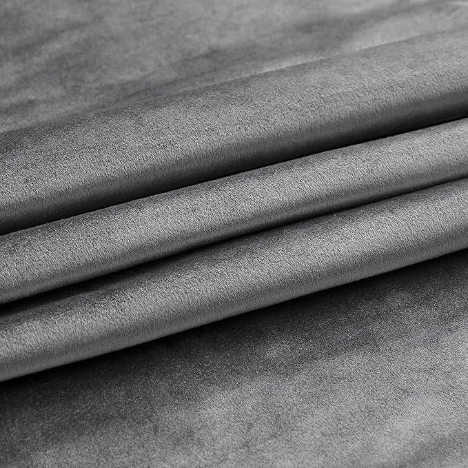 PRIMROSE Dark Grey Velvet Curtains 120 inch Long for Living Room,Set of 2 Panels Blackout Rod Pocket Back Tab Window Treatment Room Darkening Heavy Decorative Curtains Drapes for Bedroom