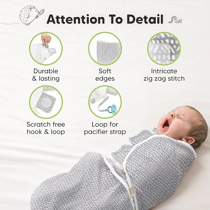 3-Pack Organic Baby Swaddle Sleep Sacks - Swaddles for Newborns, Infant 0-3 Months, Baby Girls, Boys, Soft & Snug Newborn Sleep Sack, Nursery Swaddling Blankets (Nordic, XS)