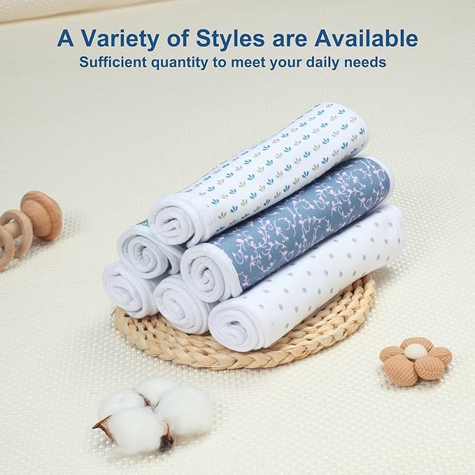 Hakochia Burp Cloths for Baby Boy & Girl Organic Cotton Large Unisex Burp Clothes Extra Absorbent Soft Neutral Burping Rags Spit Up Cloth Sets for Newborns 8 Pack
