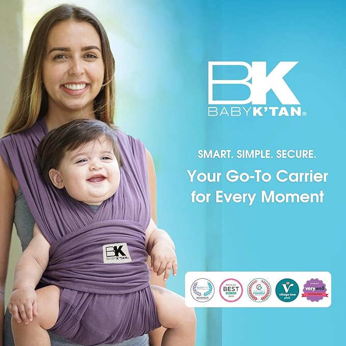 Original Baby K'tan Baby Carrier: #1 Easy Pre-Wrapped, Soft, Slip-On, No Rings, No Buckles | 5 in 1 Baby Sling for Hands-Free Comfort | Eggplant | X-Small