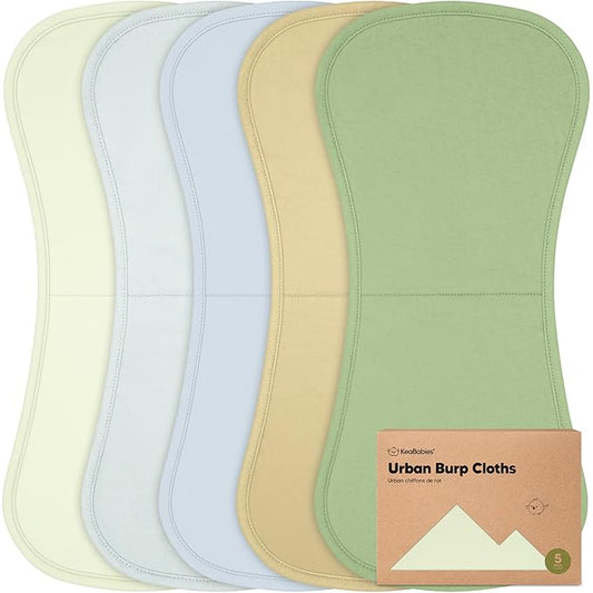 Organic Burp Cloths Baby Boy & Girl - 5-Pack Super Absorbent Cotton Burping Cloths for Babies, Soft & Plush Newborn Spit Up Rags, Infant Towels for Milk Spit Up, Unisex, Large 21" x 10" (Dew)