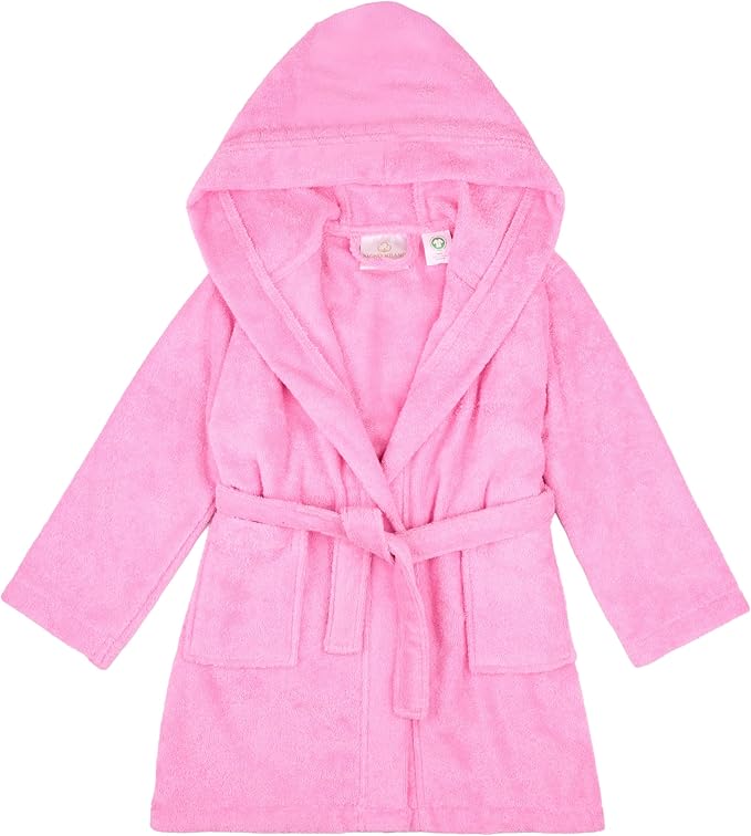 BAGNO MILANO Kids Organic Turkish Cotton Hooded Beach Cover-Up Towel, GOTS Certified, for Boys and Girls (Pink, 3-4 Years)
