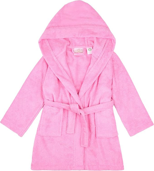 BAGNO MILANO Kids Organic Turkish Cotton Hooded Beach Cover-Up Towel, GOTS Certified, for Boys and Girls (Pink, 3-4 Years)