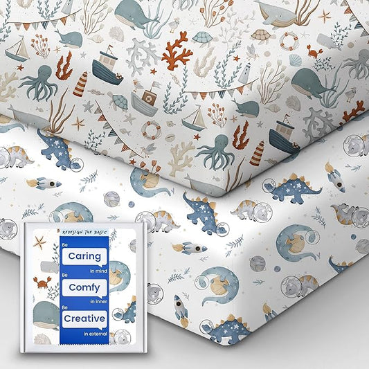 TotBasic Baby Crib Sheets Boy Girl for Standard Crib Mattress - Ultra Soft Jersey Knit Neutral Crib Mattress Sheet, Safe and Snug, Durable, Stylish Crib Sheet Fitted, 28''x52''x9'' Extra Deep Pocket