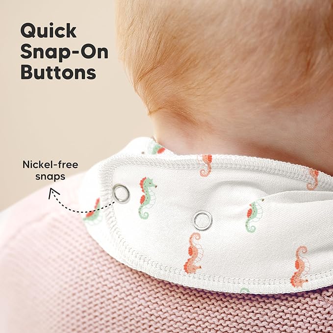 KeaBabies 10-Pack Organic Baby Bandana Bibs for Girls - Super Absorbent Triangle Baby Bibs for Drooling and Teething Infant, 100% Cotton Extra Soft for Newborn, Infant 0-36 Months (Marine Muse)