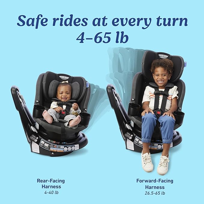Graco EasyTurn 360 2-in-1 Convertible Car Seat, 360 Degree Rotating Infant to Toddler Rotating Car Seat, 2 Modes Forward and Rear Facing, Slim Design, Solae