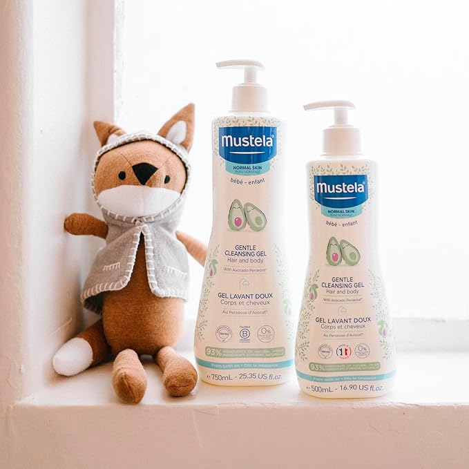 Mustela Baby Gentle Cleansing Gel - Baby Hair & Body Wash - with Natural Avocado fortified with Vitamin B5 - Biodegradable Formula & Tear-Free â€“ 25.35 fl. oz. (Pack of 1)