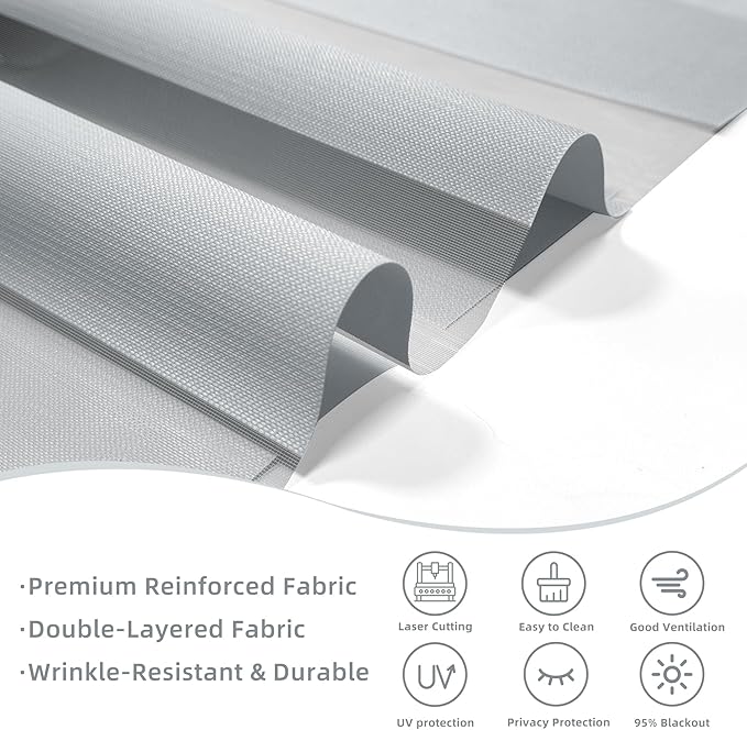 ChrisDowa Cordless Zebra Blinds for Windows, Dual Layer Free-Stop Light Filtering Window Roller Shades, Pull Down Privacy Zebra Shades for Home, Office, Bedroom, Door (52" W x 72" H, Light Grey)