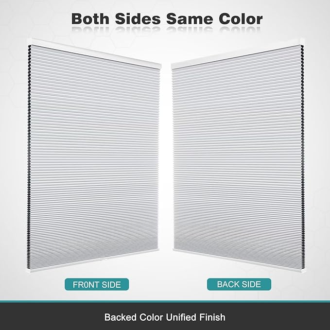 Changshade Blackout Blinds, Cordless Cellular Shades, Honeycomb Blackout Shades, Room Darkening Blinds, Pull Down Window Shades, Easy to Install Honeycomb Window Blinds, 28" W x 64" H, White
