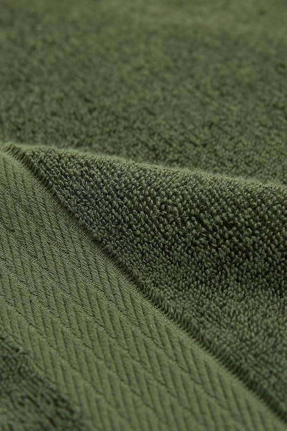 Ozdilek 6-Piece Washcloth Set 13x13 100% Turkish Cotton, 600 GSM, Soft, Gentle on Sensitive Skin, Multi-Purpose Use, Washable, Reusable, Ideal for Baby Care & Spa 6 Towels (Fern Green)