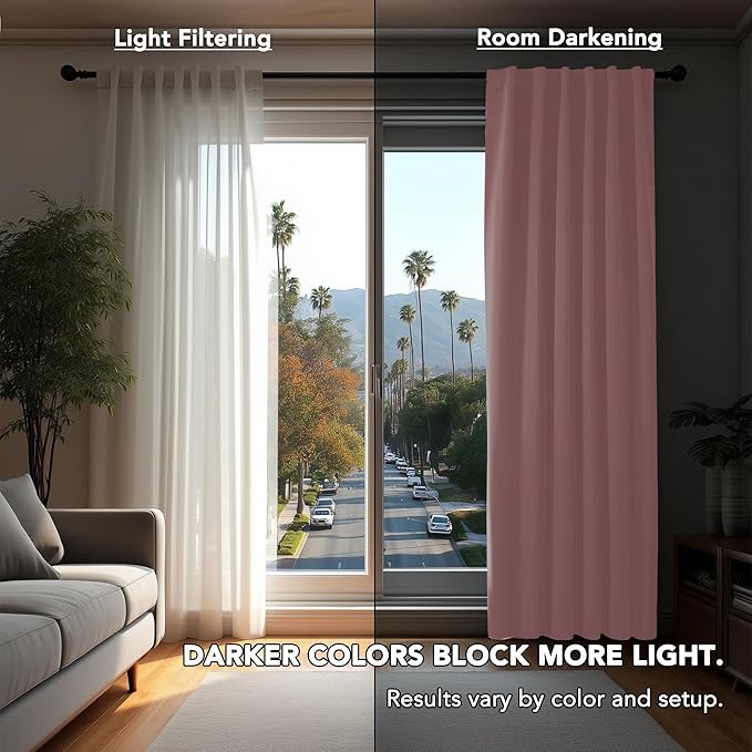 Deconovo Blackout Curtains, Thermal Insulated, W42 x L63 2 Panels, Back Tab, Machine Washable, Room-Darkening Drapes for Bedroom/Living Room Coral Pink