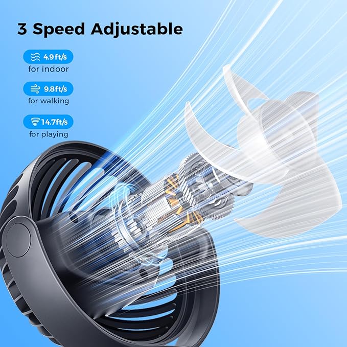 Portable Stroller Mini Fan - Flexible 3-Speed Personal Fan Clip on for Bed Sleep, Rechargeable Battery Treadmill Accessories Cooler, Newborn Summer Baby Essentials for Car Seat, Bike, Crib