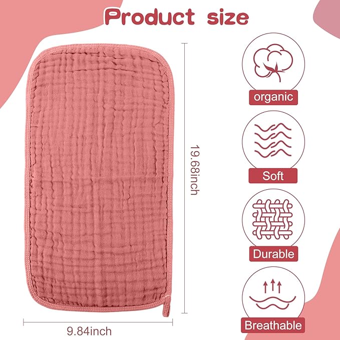 Remagr 8 Packs Muslin Burp Cloths Large 20" x 10", 6 Layers Unisex Baby Absorbent 100% Cotton Burp Rags Colorful Muslin Washcloths for Baby Plain Soft Cotton Cloth for Babies Girls Boys(Vivid Colors)