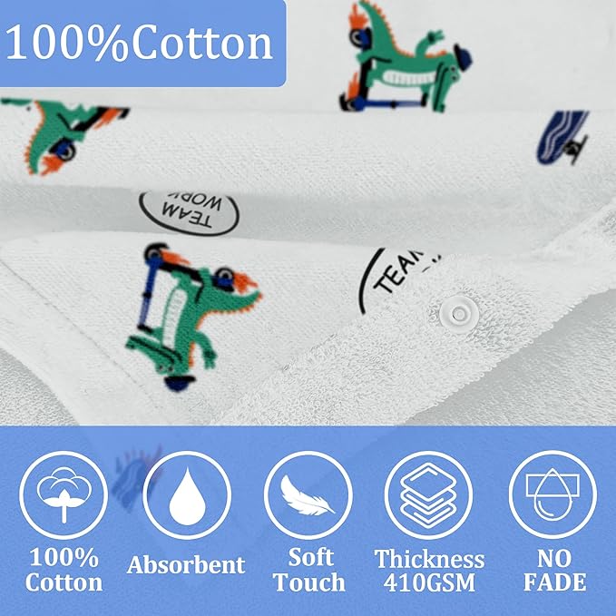 VOOVA & MOVAS Kids Hooded Bath Towel (3-8 Years) – 100% Cotton Soft Absorbent Swim Towel (30"x50") – Perfect for Pool, Beach, Bath,Crocodile
