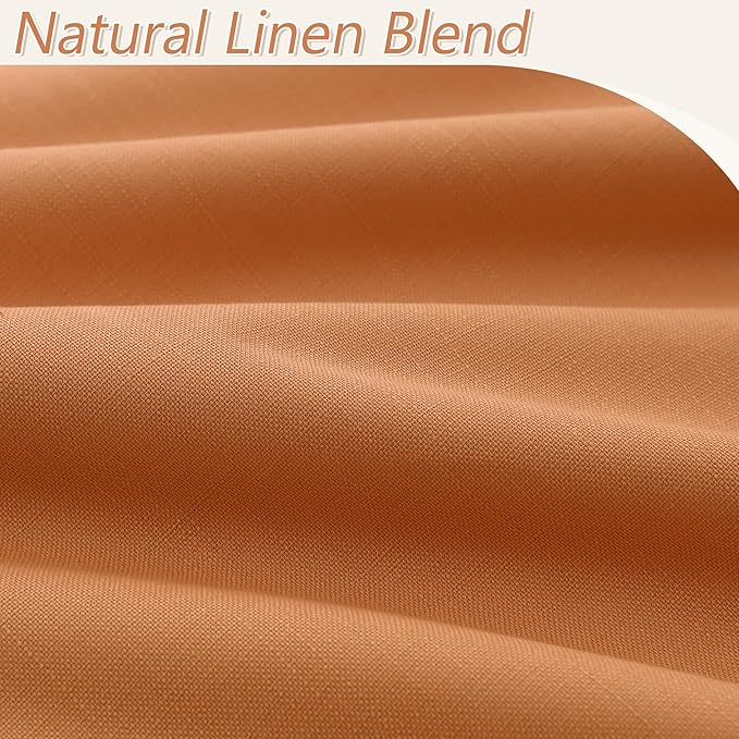 Guken Orange 100% Blackout Curtains 90 Inch Length 2 Panels Set for Living Room Bedroom Back Tab Thermal Insulated Black Out Linen Drapes Room Darkening Window Curtains 90 Inches Long