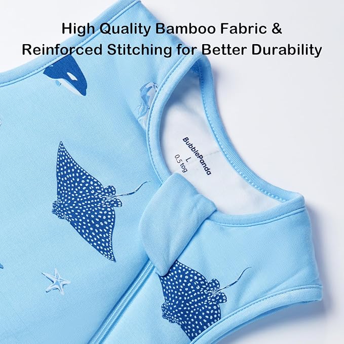 BubblePanda Rayon Made from Bamboo Sleep Sack 0-6 Months 0.5 Tog Soft Newborn Sleep Sack 3-6 Months for Infant Babies 2-Way Zipper Wearable Blanket Baby 0-3 Months