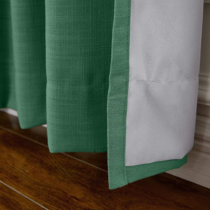 ChadMade 100W x 96L Inch Peacock Linen Polyester Curtain Drapes with Blackout Lining, Room Darkening Antique Bronze Grommet Curtain for Sliding Glass Door Patio Door Living Room (1 Panel)