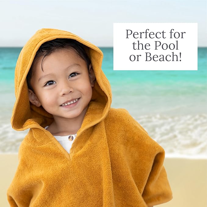 Natemia Hooded Towel Poncho – 100% Organic Cotton - Kids & Toddler Beach Towel with Hood - GOTS Certified - Gentle on Sensitive Skin - Cozy Swim & Bath Towel for Boys, Girls - Perfect Registry Gift