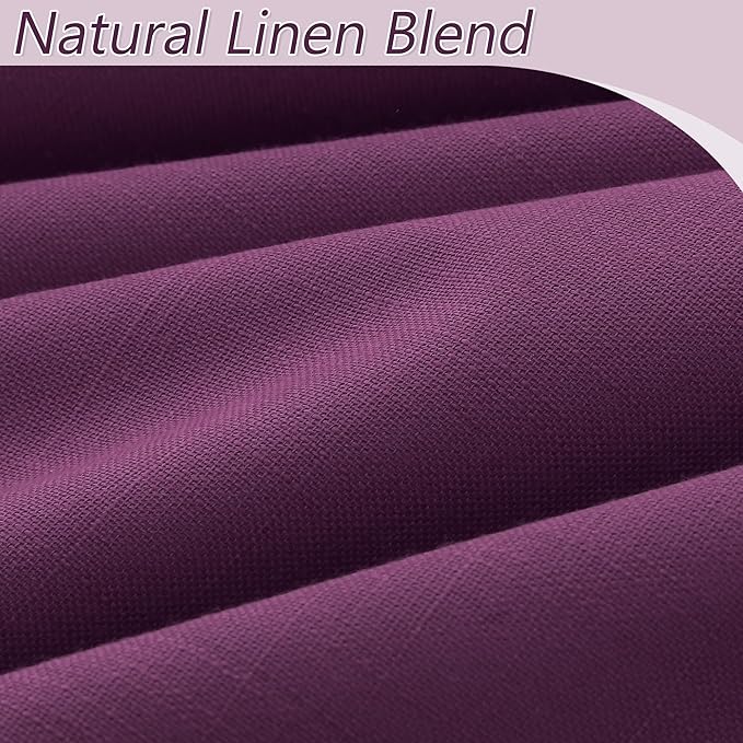 Guken Purple 100% Blackout Curtains 72 Inch Length 2 Panels Set for Living Room Bedroom Back Tab Thermal Insulated Black Out Linen Drapes Room Darkening Window Curtains 52 Inches Width