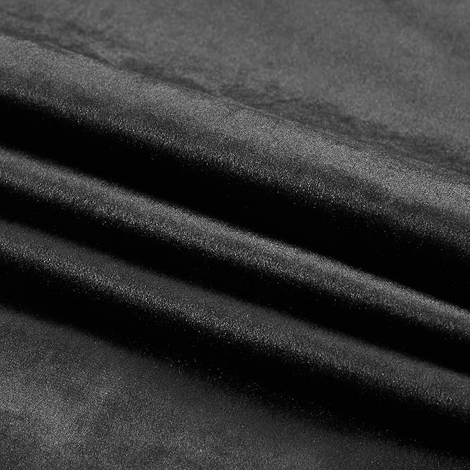 PRIMROSE Black Curtains 108 inch for Living Room Velvet Drapes Blackout Rod Pocket Back Tab Window Treatment Semi Room Darkening Decor Curtains for Bedroom Set of 2 Panels