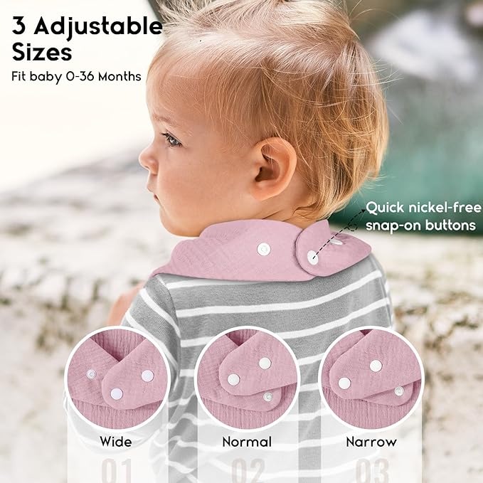 Yoofoss Muslin Baby Bibs 10 Pack 100% Organic Cotton 6-Layer Soft Absorbent Drool Bandana Baby Bibs for Drooling and Teething for Boys and Girls, Gradient Purple