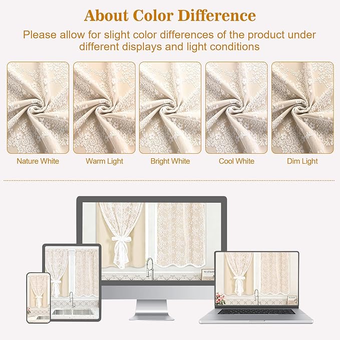 Yinhua Blackout Curtains for Bedroom Double Layer Beige Curtains for Living Room 84 Inches Long Nursery Curtain with Tiebacks, Thermal Insulation Grommet Drapes for Toddler, 52" W x 84" L