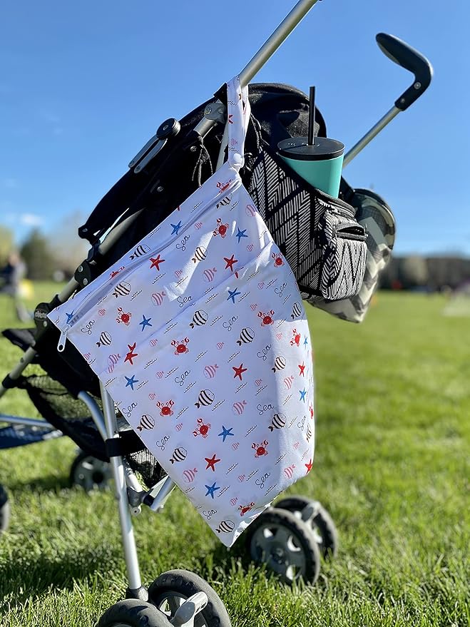 ALVA ALVABABY 2pcs Cloth Diaper Wet Dry Bags Waterproof Reusable with Two Zippered Pockets Travel Beach Pool Daycare Soiled Baby Items Yoga Gym Bag for Swimsuits or Wet Clothes LX-YK6163