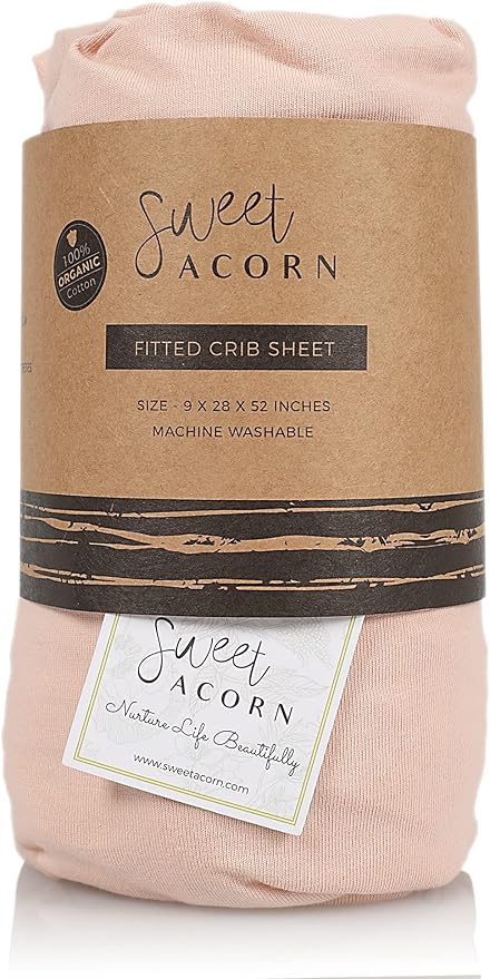 Fitted Crib Sheets - Organic Cotton Jersey Knit Crib Beddings - Fits Standard Baby Crib Mattress - 9" x 28" x 52" - Dahlia Pink