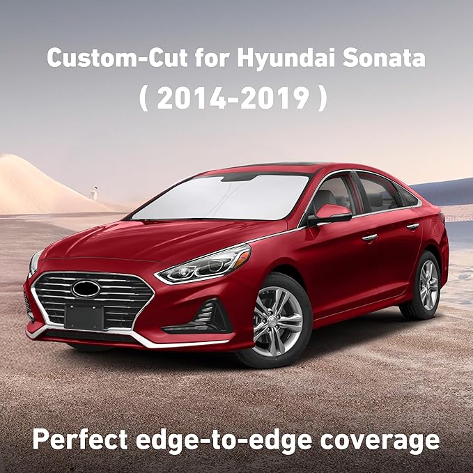 Econour Windshield Sunshade for Hyundai Sonata 2014-2017 2018 2019, Sun Visor for Front Windshield & Window Sun Shade Cover, UV Heat Blocker & Protector, Car Accessories