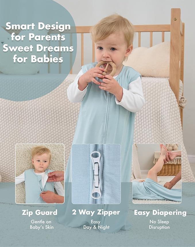 FJORHAL Rayon Made from Bamboo Sleep Sack – TOG 1.0 Soft Wearable Blanket for Infants & Toddlers