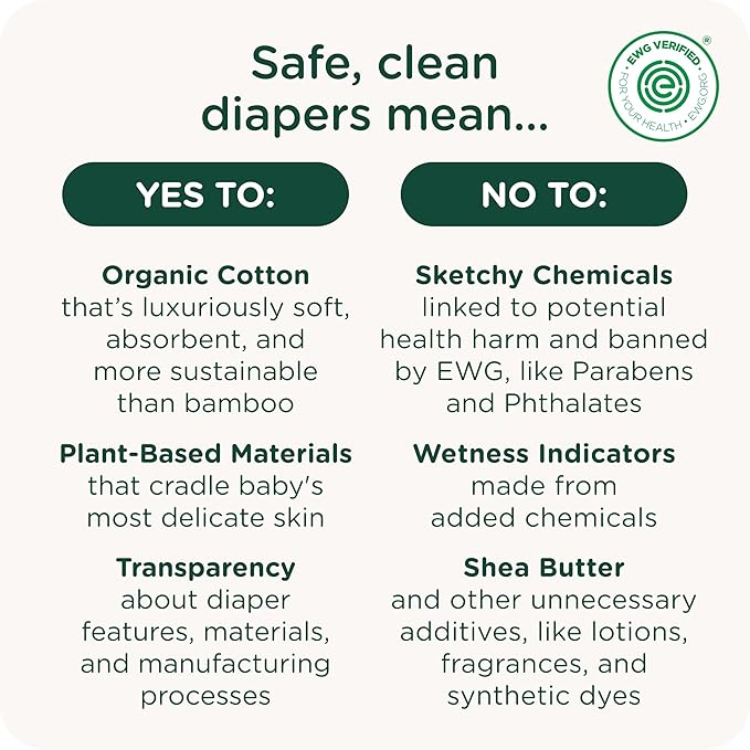 Our Diapers | The First EWG Verified & Microbiome-Friendly Diaper | 12-Hour Leak Protection | Made with Organic Cotton & Plant-Derived Materials | Totally Chlorine Free | Size NB (<10 lbs) 32 Count