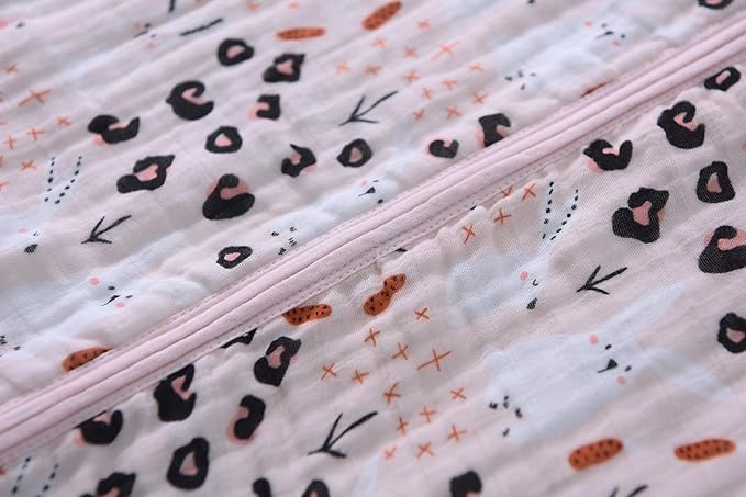 TADO MUSLIN Baby Sleep Sack 2-4 T Boys & Girls Wearable Blanket 100% Organic Cotton 0.5 TOG Toddler Sleep Sacks 2- Way Zipper X-Large Muslin Pink Bunny