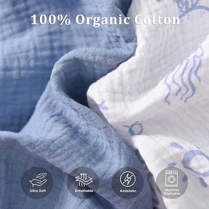 Organic Cotton Muslin Bassinet Sheets, 2 Pack – Soft, Breathable, Universal Fit for Oval, Rectangle & Hourglass Mattresses, Machine Washable, Neutral Colors for Baby Boys & Girls