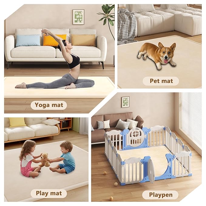 Baby Play Mat for Floor, 1.3'' Thick Memory Foam Tummy Time Mat - Super Soft Coral Velvet Nursery Rug with Non-Slip Backing, Crawling Rug for Toddlers/Infants, Yoga & Tatami Use, 50''x 50''
